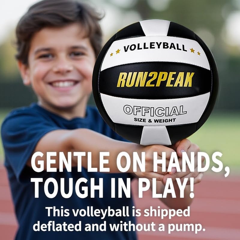 RUN2PEAK Soft Volleyball Ball Official Size 5 Volleyballs for Indoor Outdoor Beach Pool Game Play for Youth Teen Team Beginners Professional PU Leather Training Practice Volley Balls - Image 3